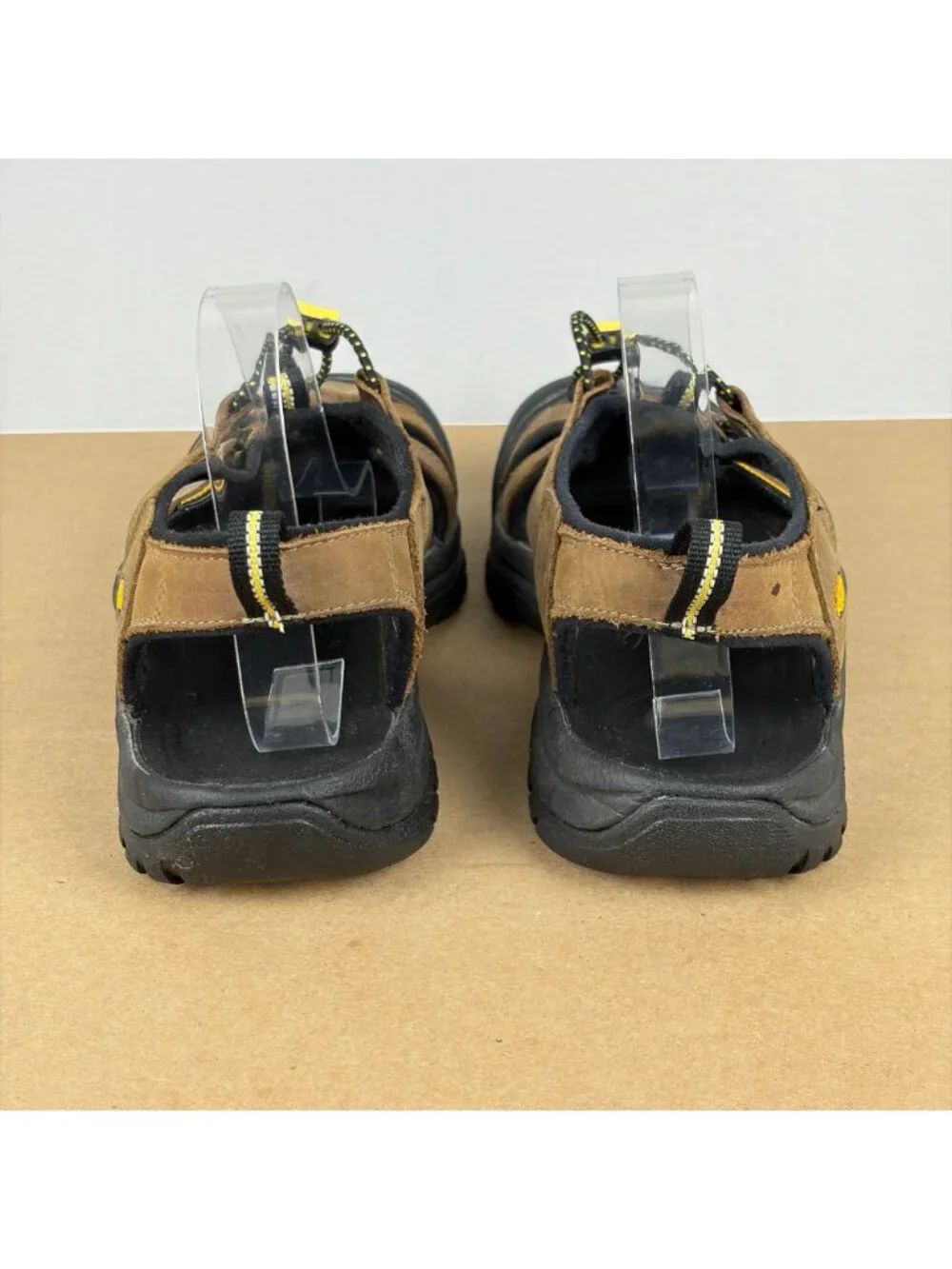 Keen Sarasota Leather Hiking Sandals Mens 9 Brown Bungee Lace Closed Toe
